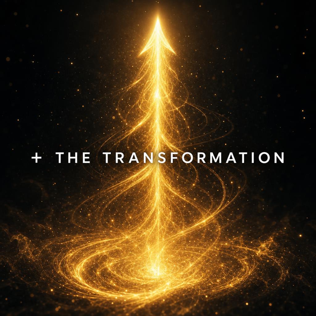 Abstract golden energy vortex symbolizing the transformation